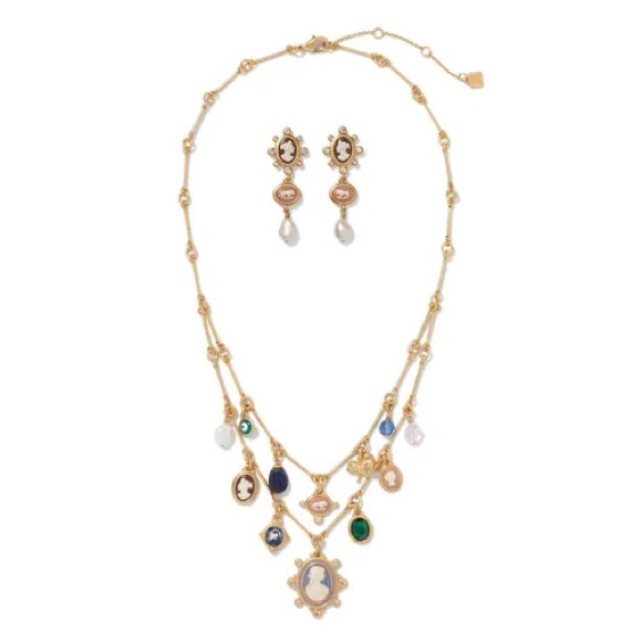 THE MET European Cameo Charm Necklace and Drop Earrings Set - Picture 1 of 7